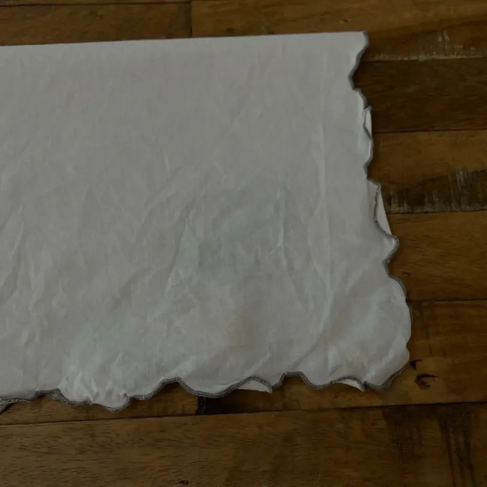 White & Gray Cotton Table Napkins Set of 5 16 x 16 in Floral Corner Embroidery